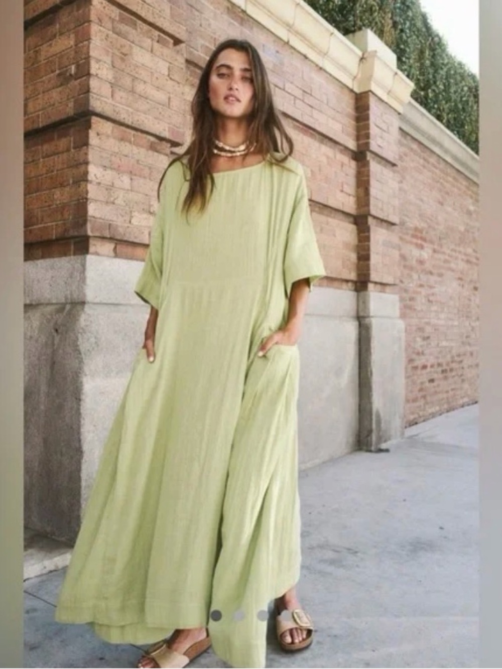Free People Live Light Midi Dress in Celery Juice Size Large